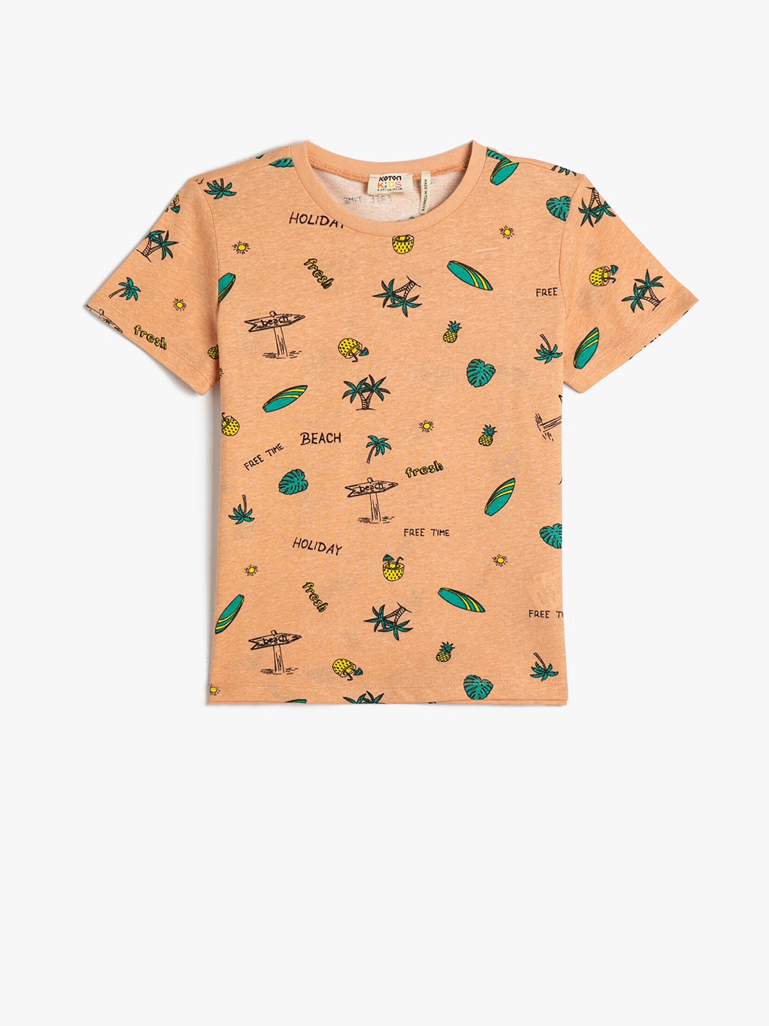 

Koton Boys Conversational Printed Cotton Casual T-Shirt, Orange