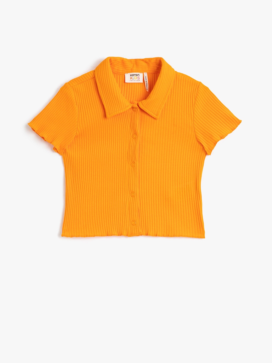 

Koton Girls Knitted Shirt Style Top, Orange