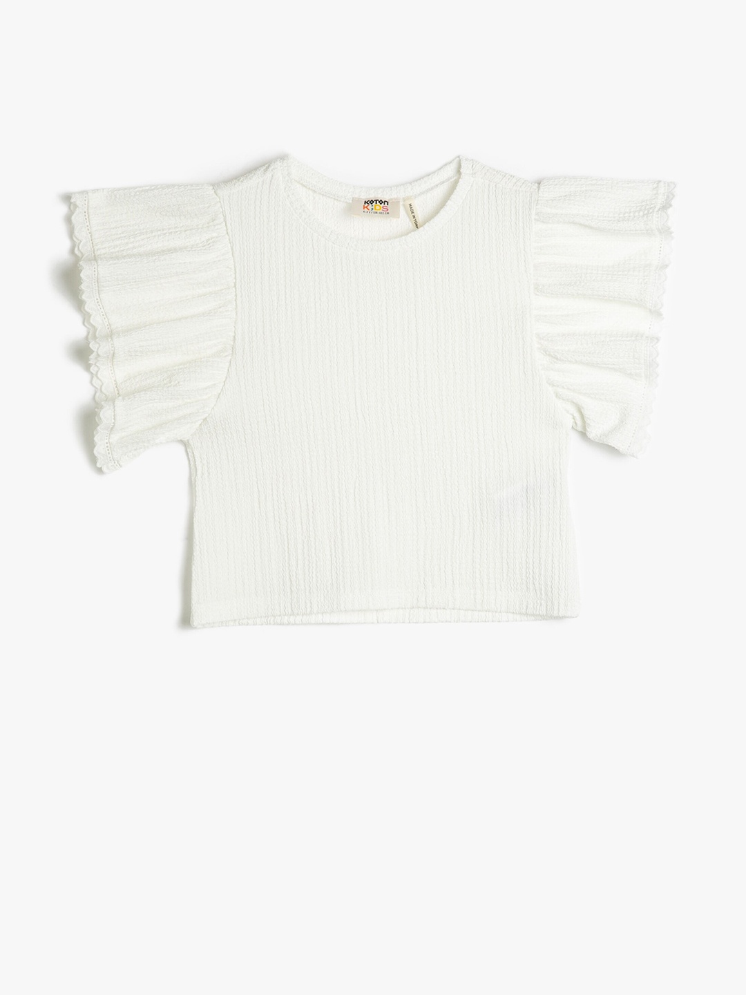 

Koton Girls Round Neck Ruffled Top, White