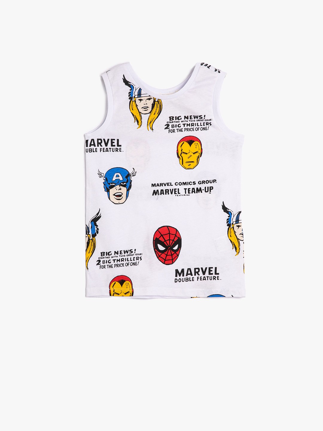 

Koton Boys Marvel Printed Sleeveless Regular Fit Cotton T-shirt, White