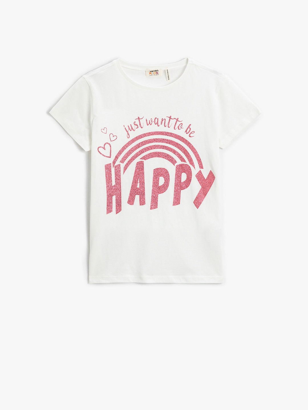 

Koton Girls Typography Printed Regular Fit Cotton T-shirt, White