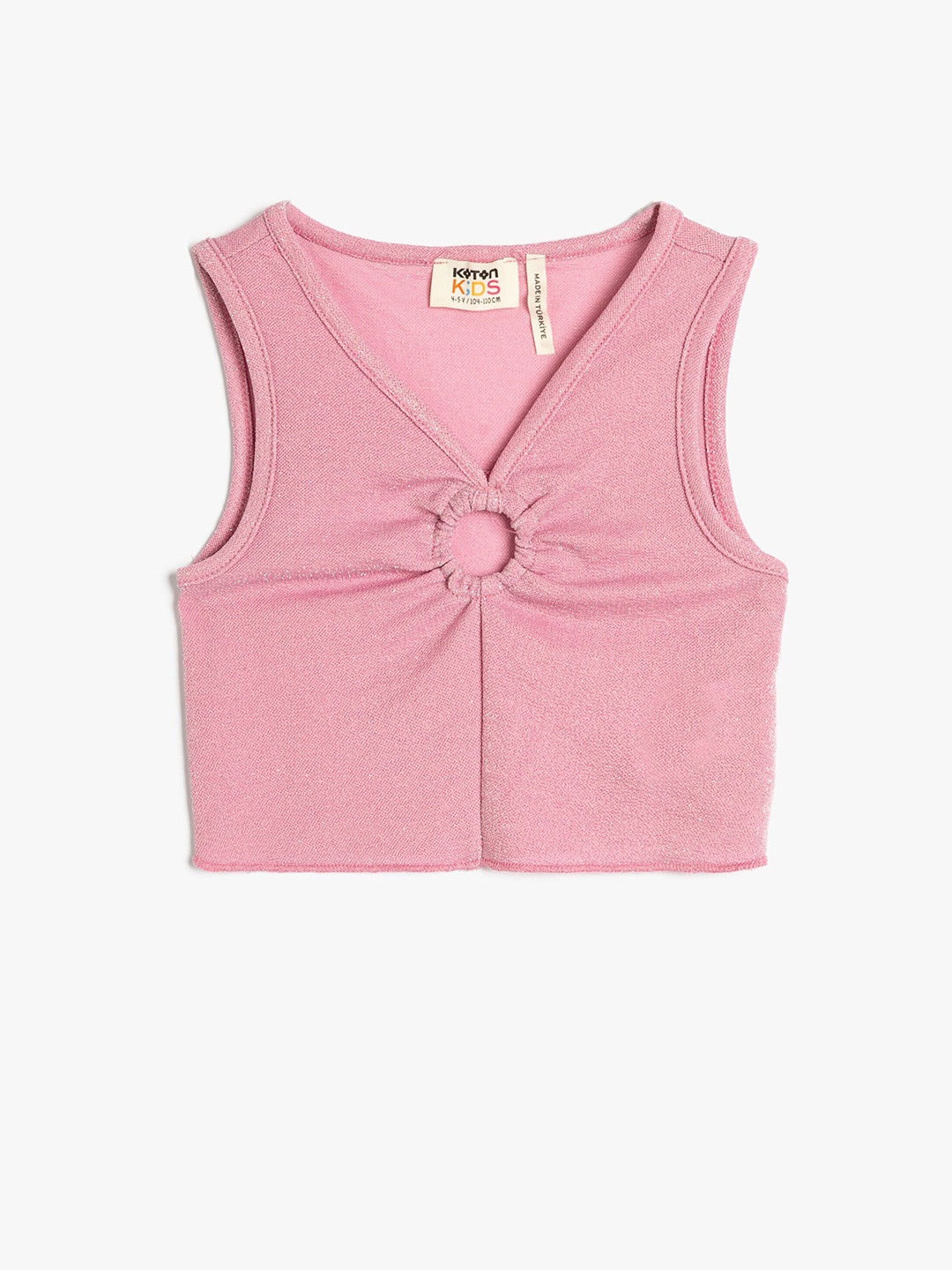 

Koton Girls V-Neck Seeveless Cut Out Top, Pink
