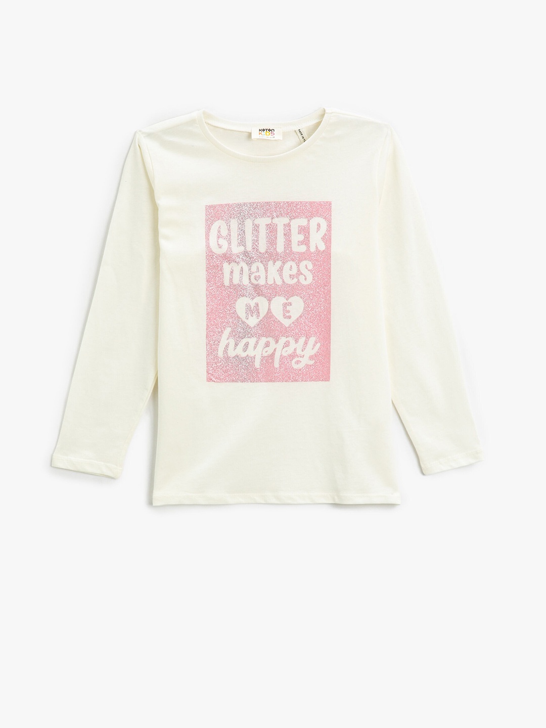 

Koton Girls Typography Printed Long Sleeves Cotton T-shirt, Beige