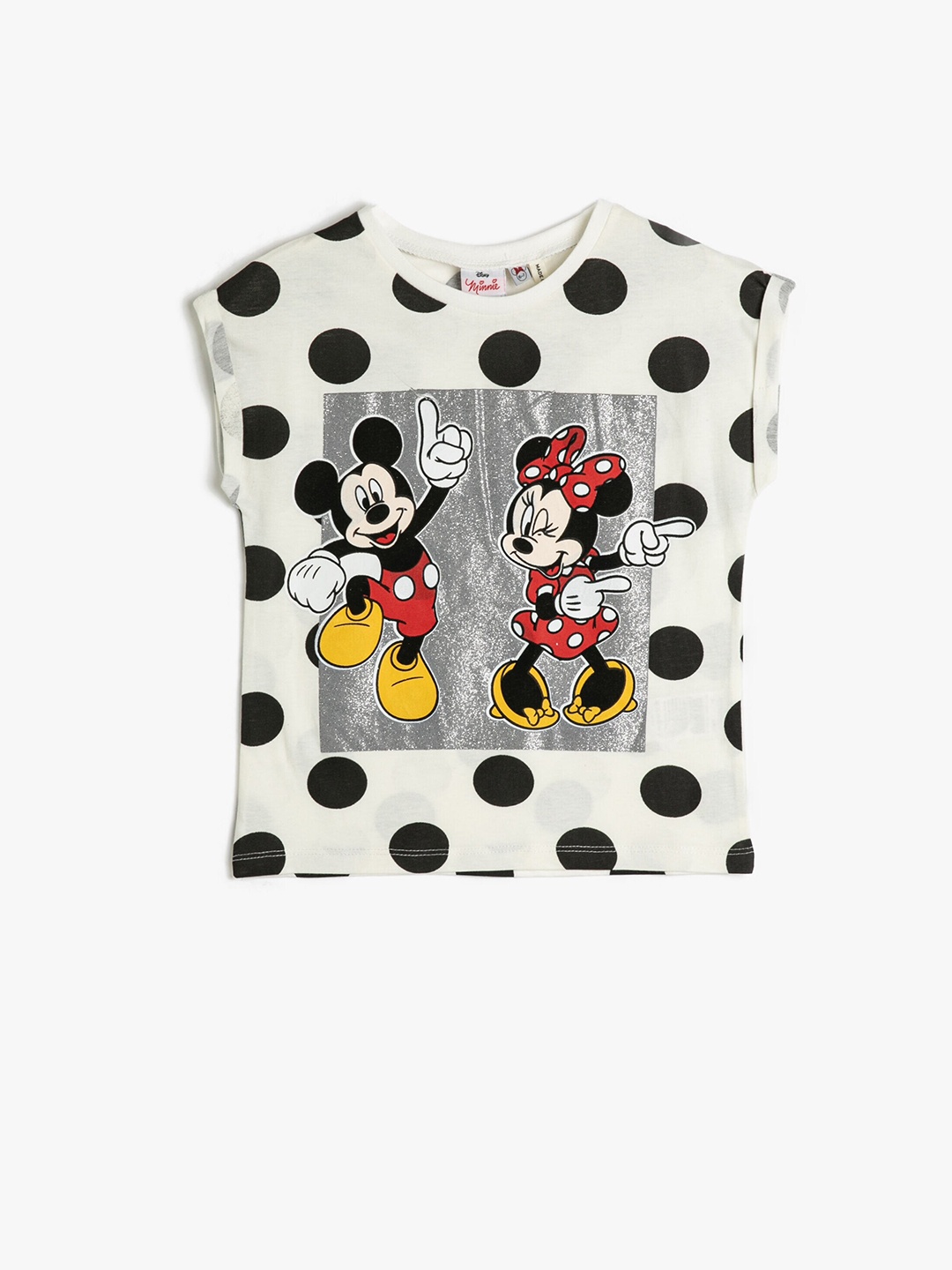 

Koton Girls Mickey & Minnie Printed Pure Cotton T-shirt, White