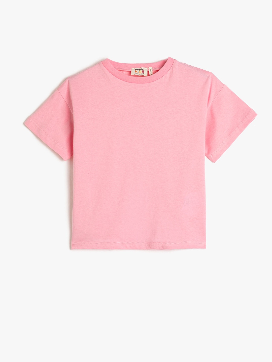 

Koton Girls Round Neck Pure Cotton T-shirt, Pink