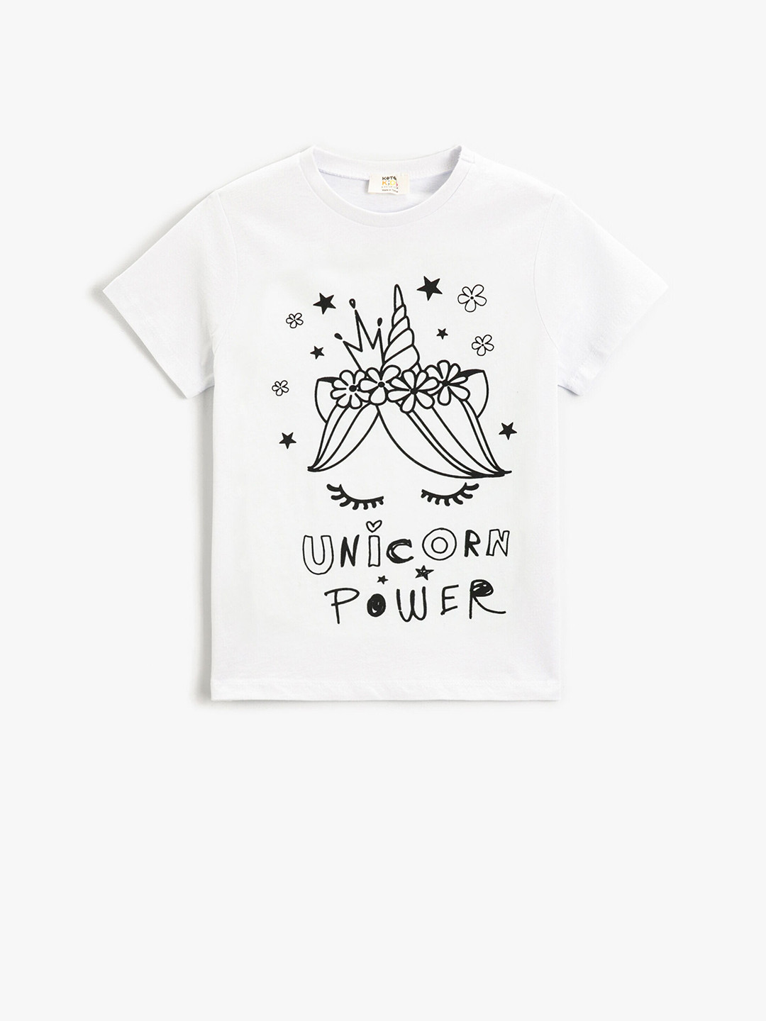 

Koton Girls Typography Printed Pure Cotton T-shirt, White