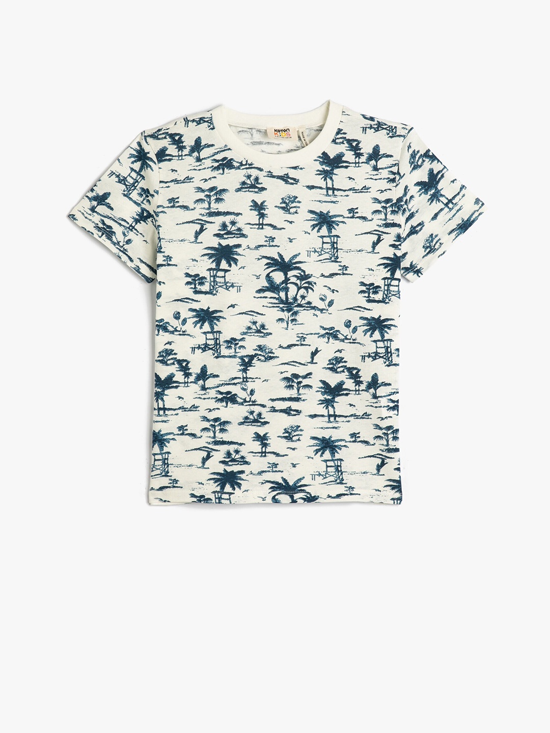 

Koton Boys Tropical Printed Pure Cotton T-shirt, Blue