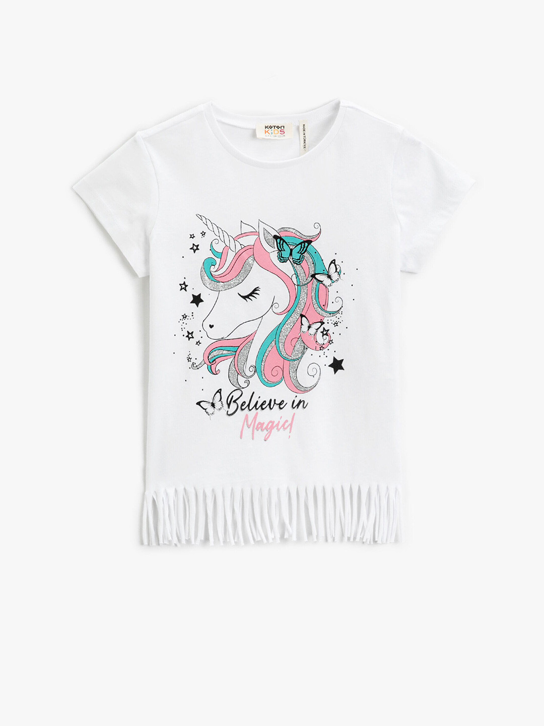

Koton Girls Graphic Printed Pure Cotton T-shirt, White