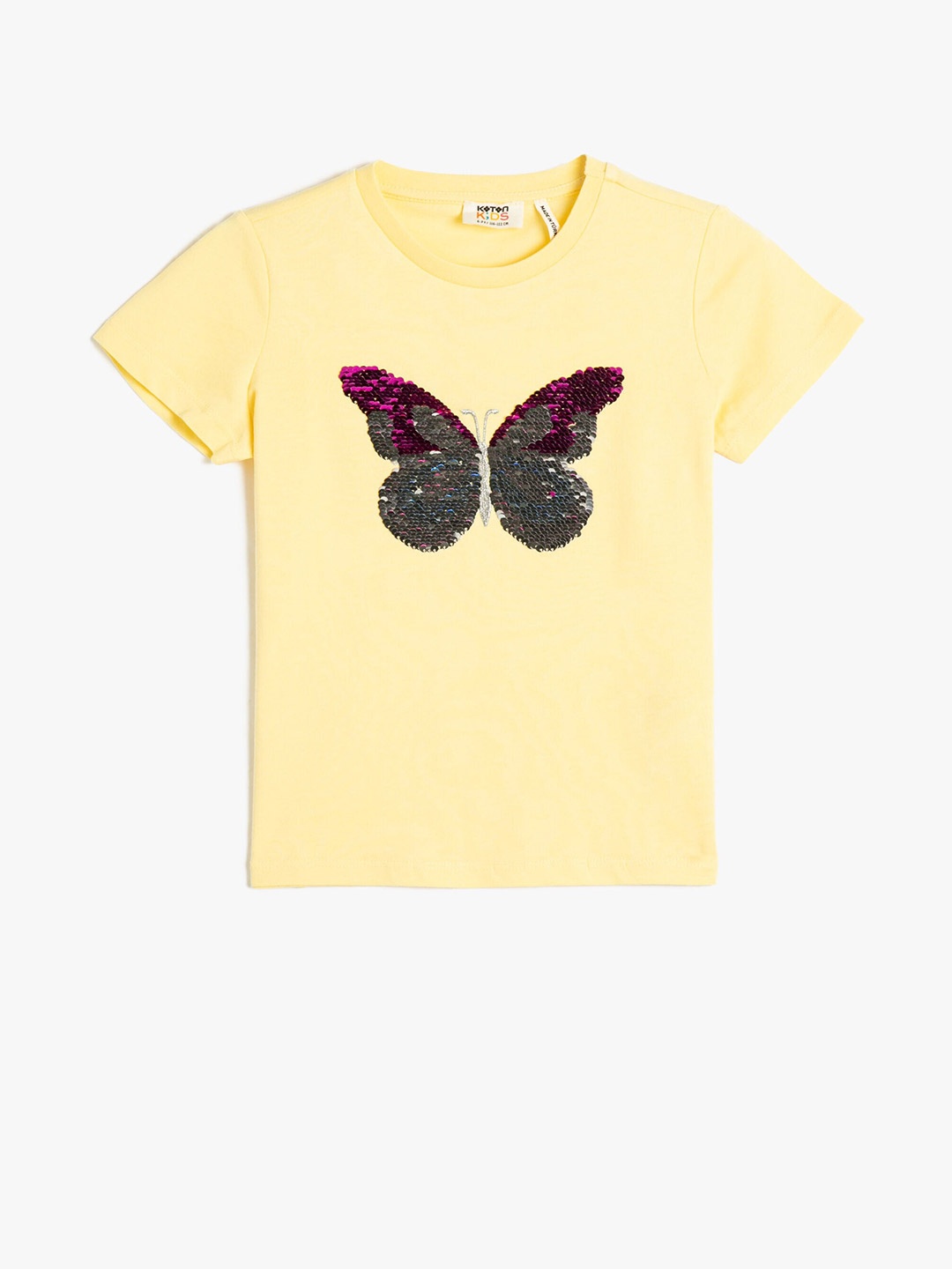 

Koton Girls Sequinned Pure Cotton T-shirt, Yellow