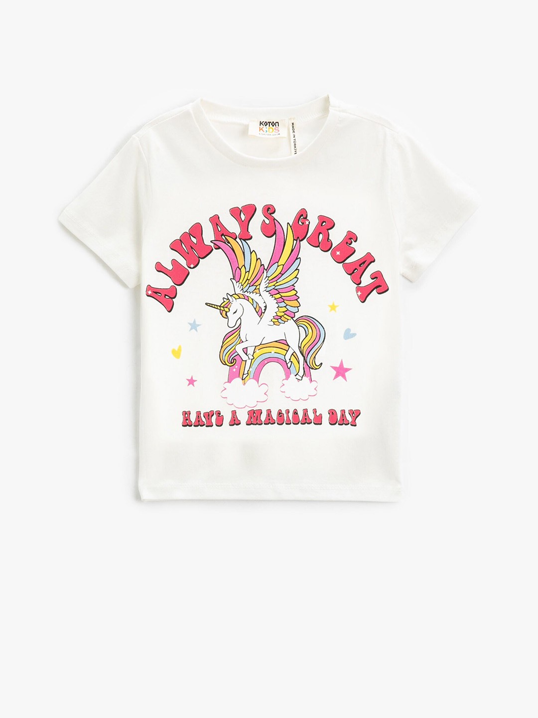 

Koton Girls Graphic Printed Pure Cotton T-shirt, Beige