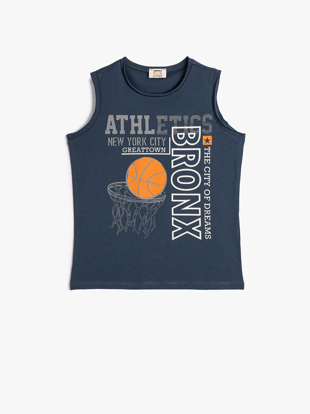 

Koton Boys Typography Printed Pure Cotton T-shirt, Navy blue
