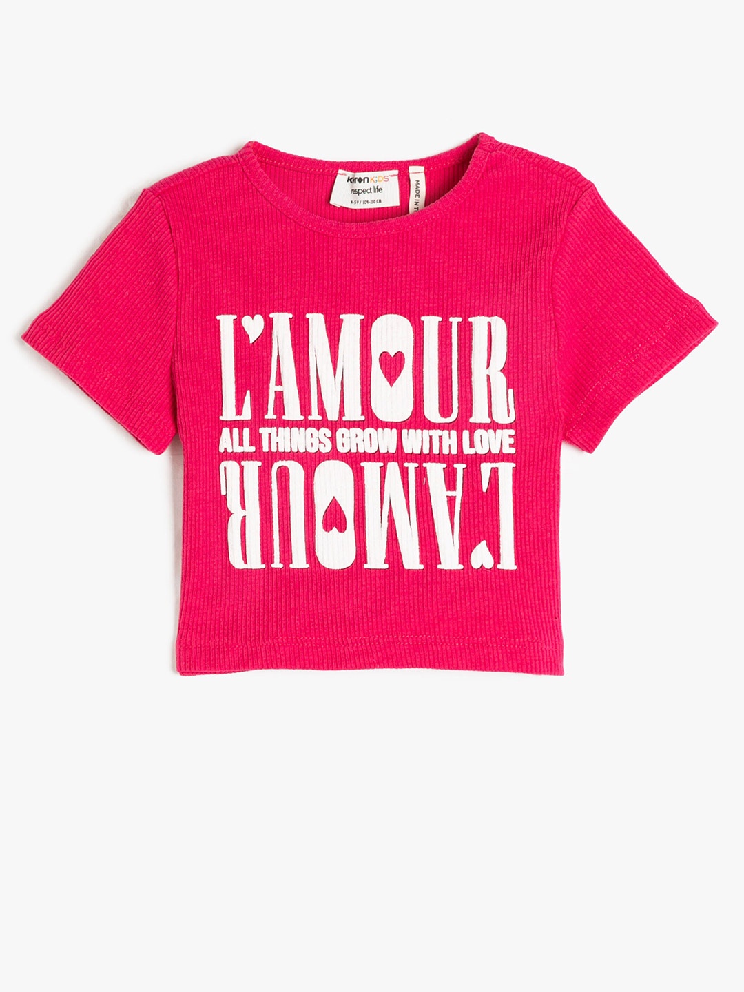 

Koton Girls Typography Printed T-shirt, Pink