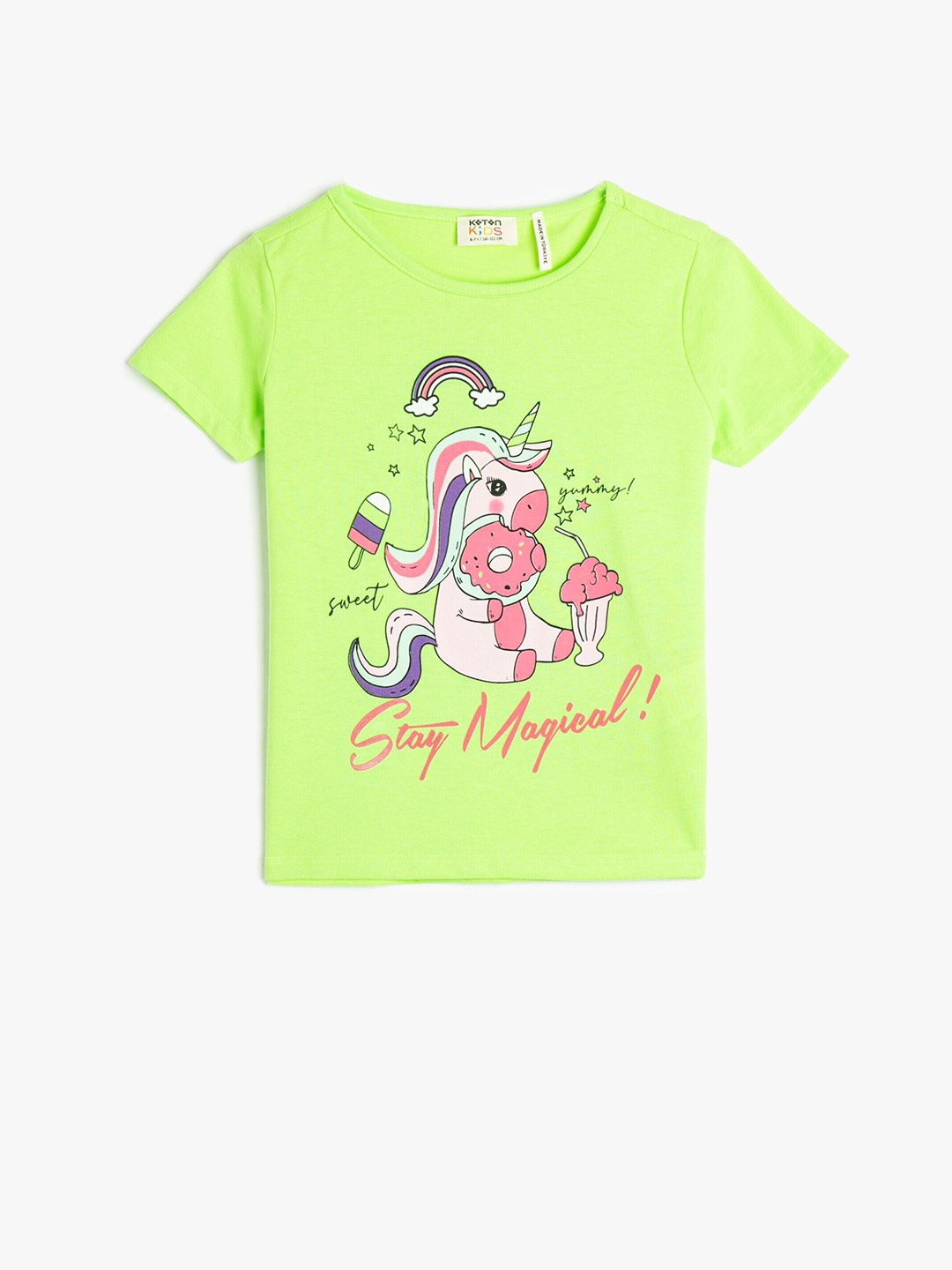 

Koton Girls Printed Round Neck T-shirt, Yellow