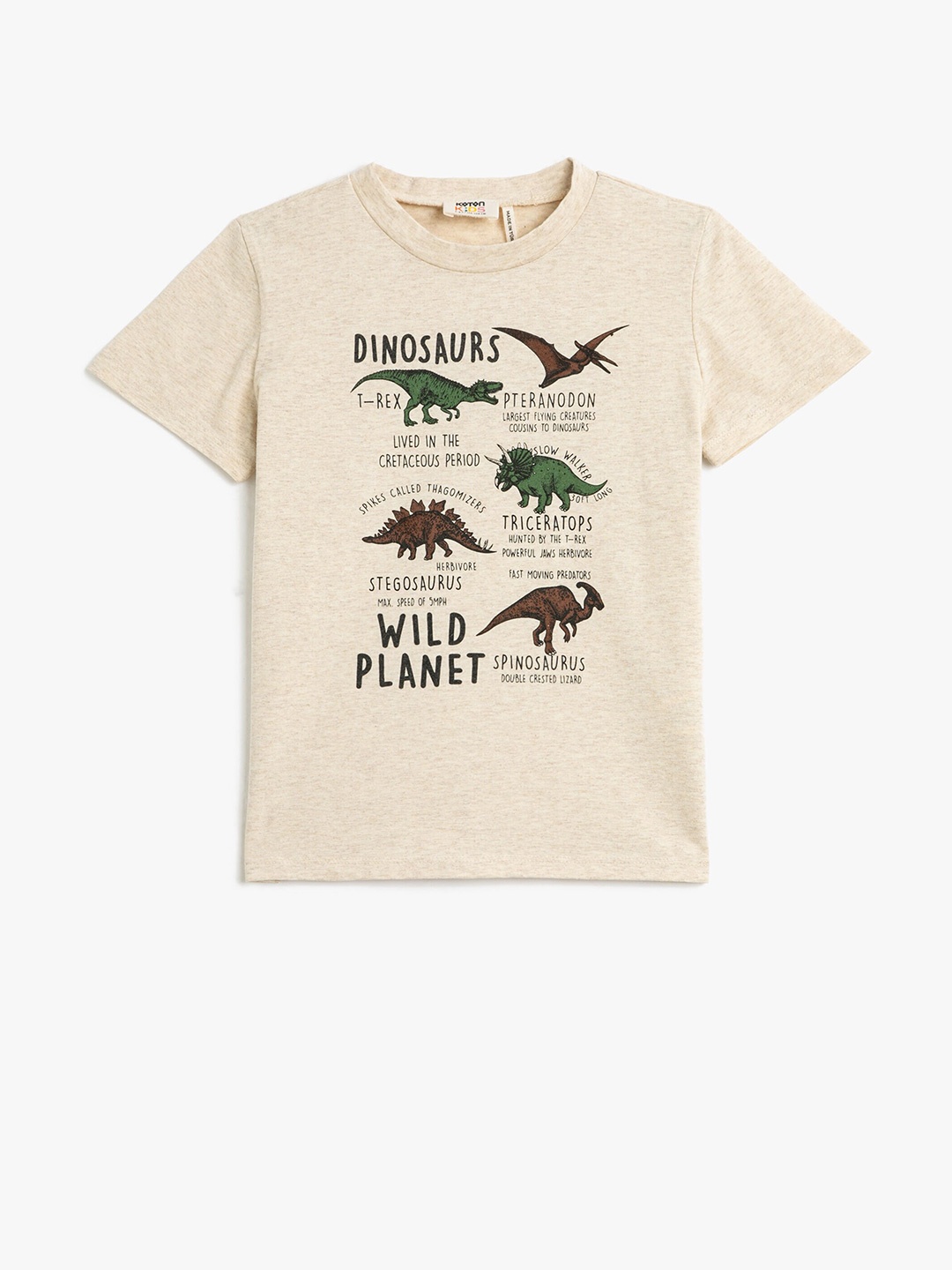 

Koton Boys Graphic Printed Organic Cotton T-shirt, Beige