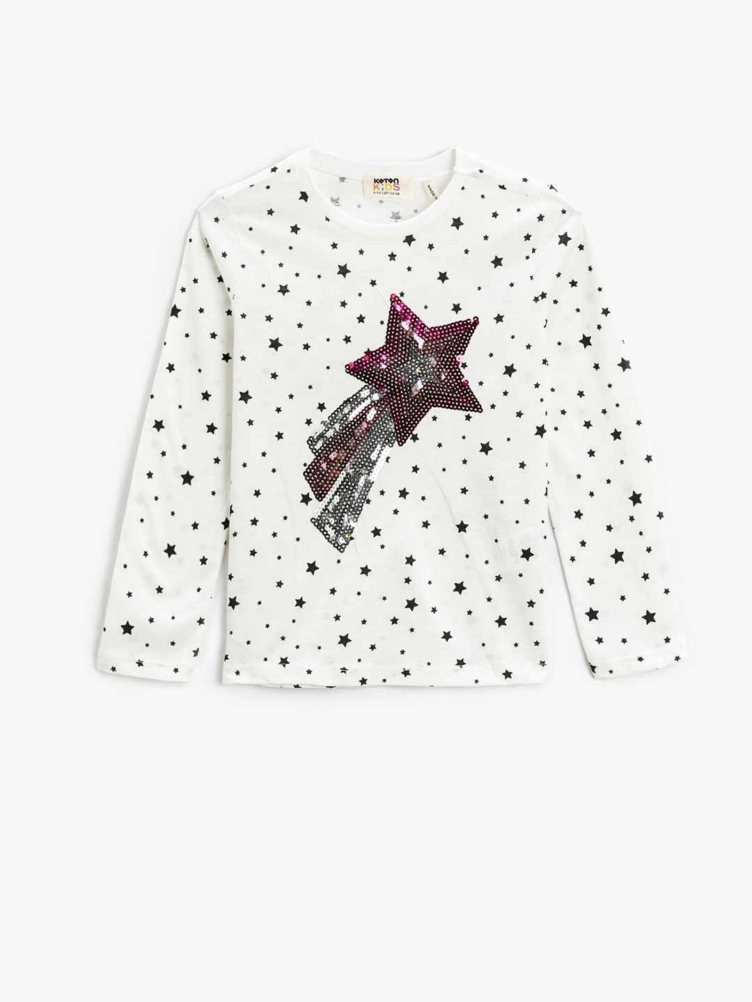 

Koton Girls Conversational Printed Pure Cotton T-shirt, Off white