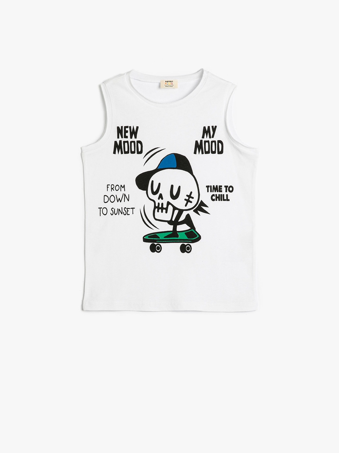 

Koton Boys Printed Sleeveless Pure Cotton T-shirt, White