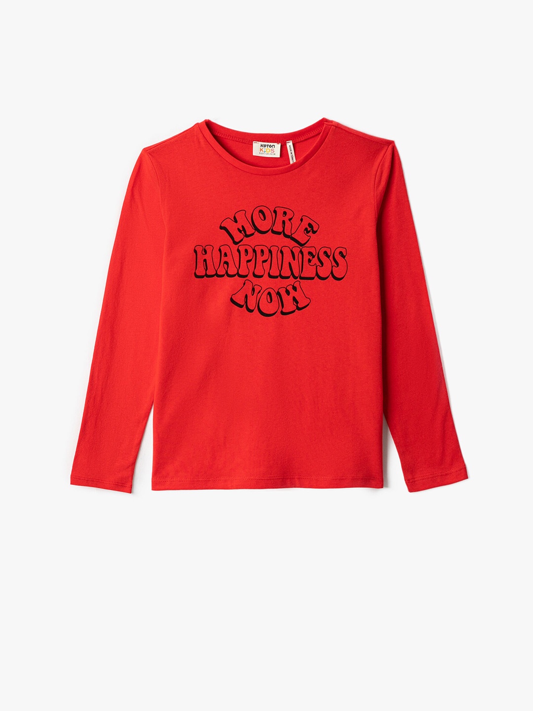 

Koton Girls Typography Printed Pure Cotton T-shirt, Red