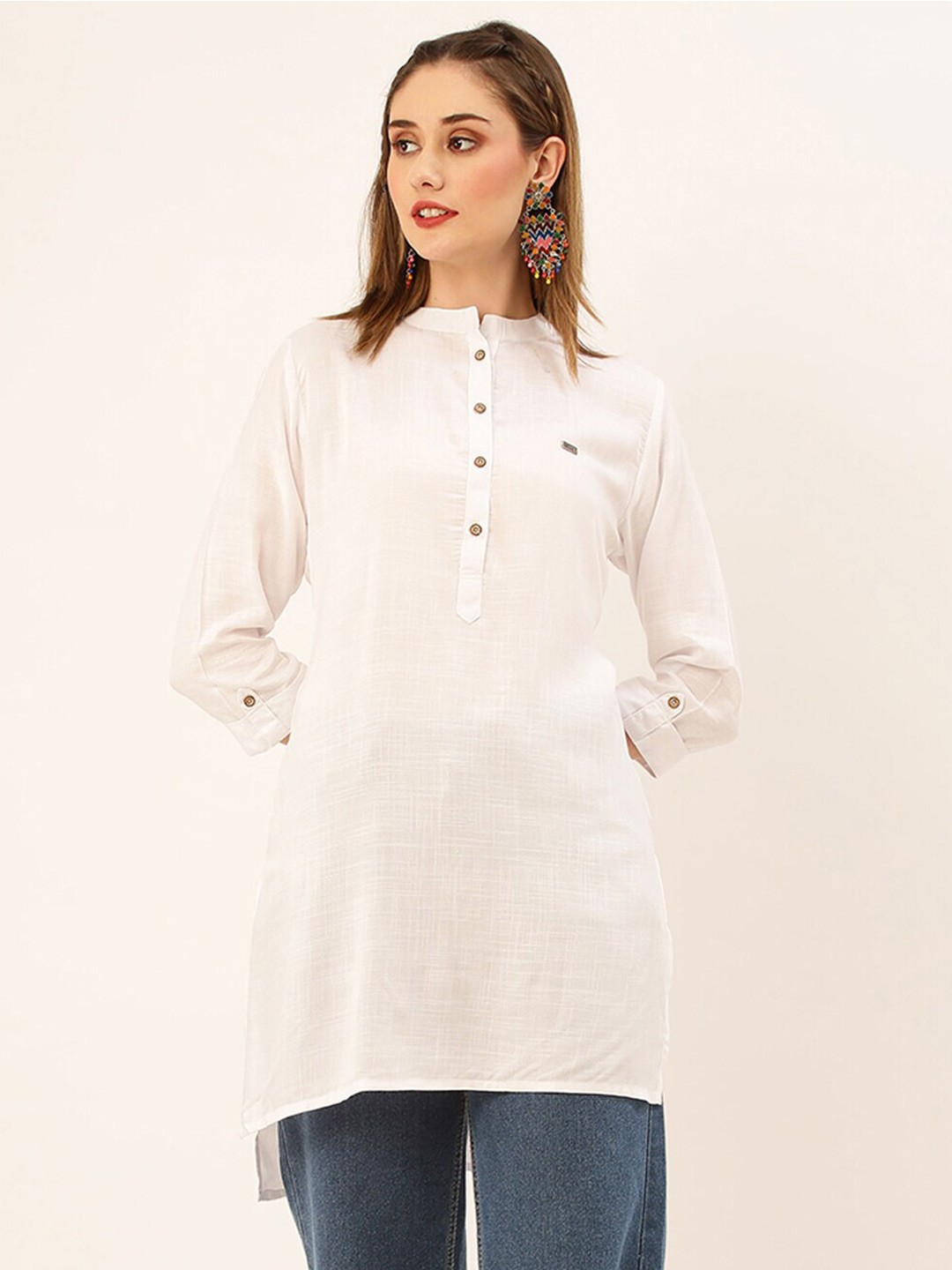 

ZOLA White Mandarin Collar Tunic