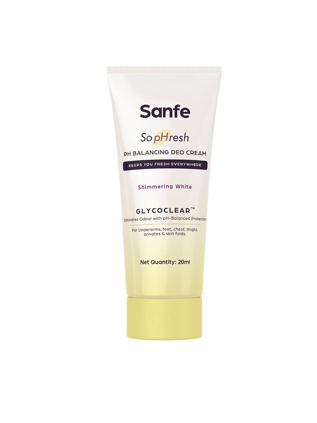 

Sanfe So pHresh GLYCOCLEAR pH Balancing Deo Cream 20 ml - Shimmering White, Yellow