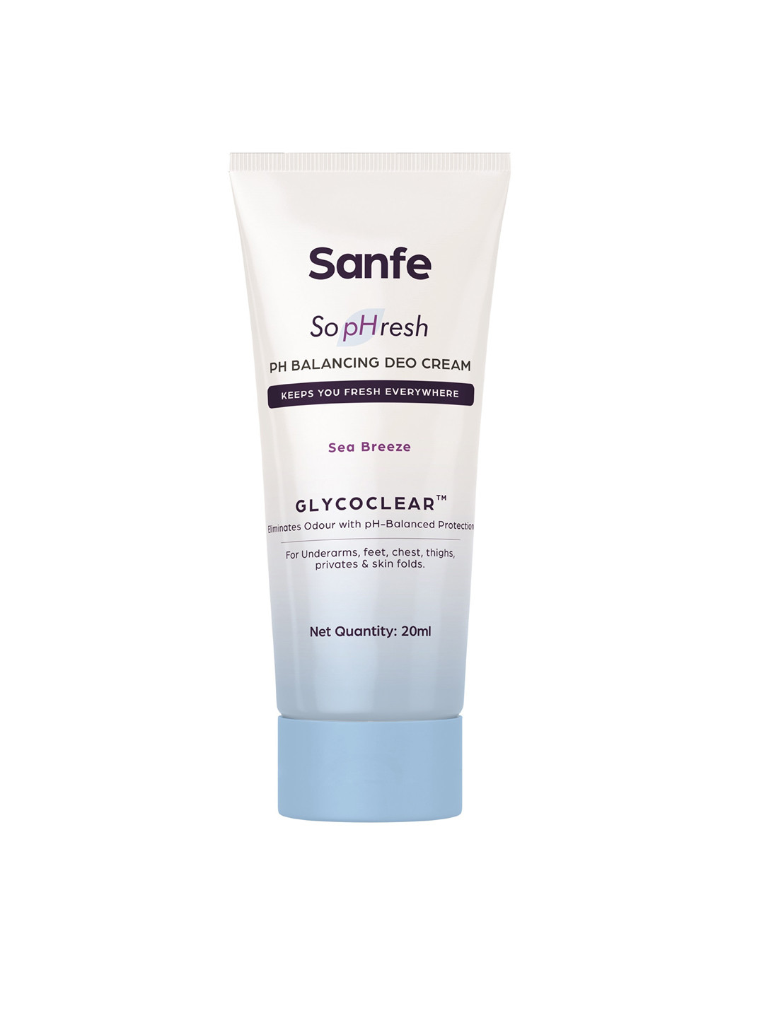 

Sanfe So pHresh Sea Breeze pH Balancing Deo Cream For Underarms & Intimates - 20ml, Blue