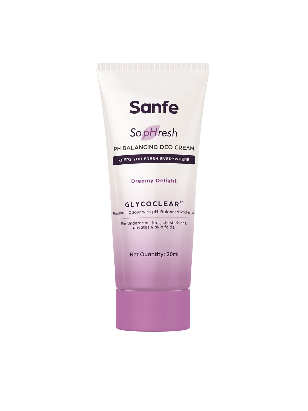 

Sanfe So pHresh GLYCOCLEAR pH Balancing Deo Cream 20 ml - Dreamy Delight, Purple