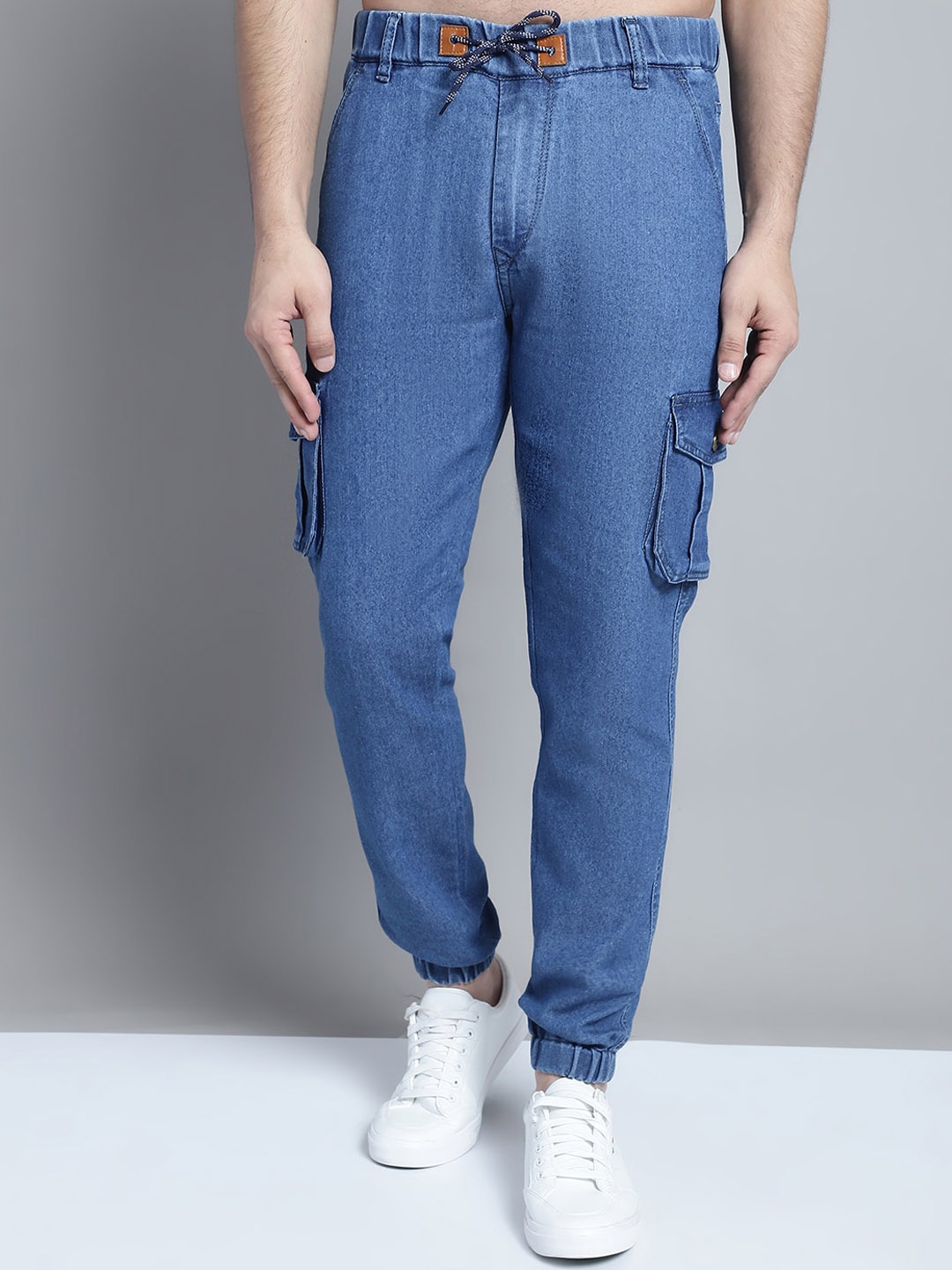 

Provogue Men Mid-Rise Stretchable Jogger Jeans, Blue