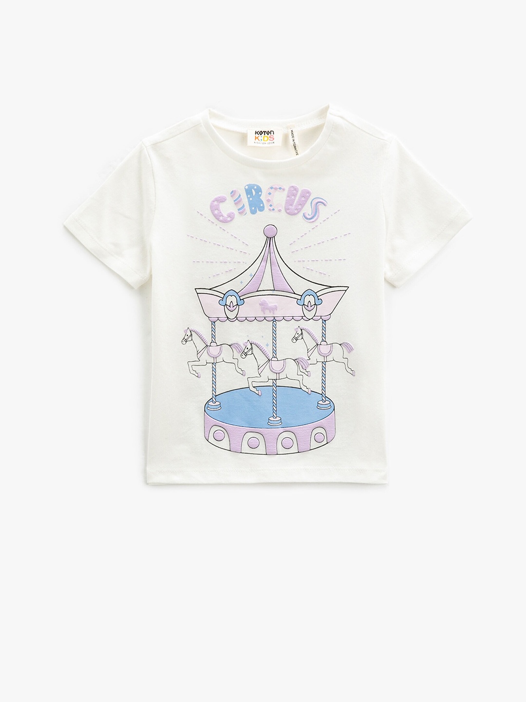 

Koton Girls Graphic Printed Pure Cotton T-shirt, White