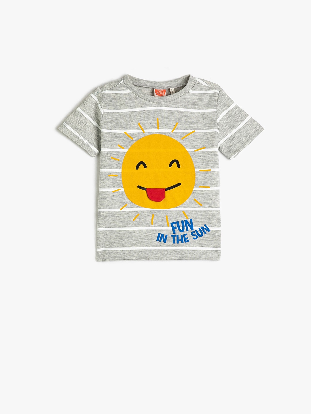 

Koton Boys Striped Round Neck T-shirt, Beige