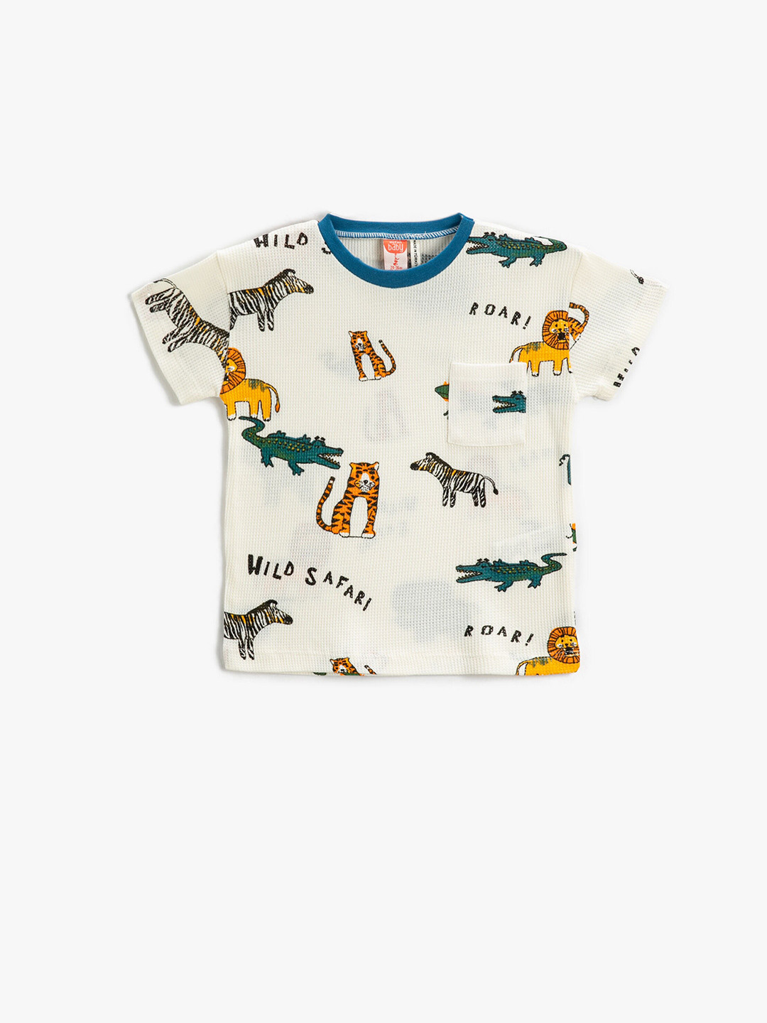 

Koton Boys Conversational Printed Pocket Pure Cotton T-shirt, Beige