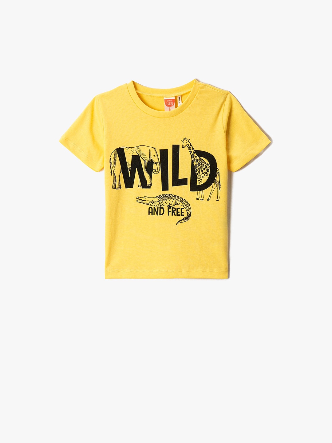 

Koton Boys Typography Printed Round Neck Cotton Regular T-shirt, Yellow