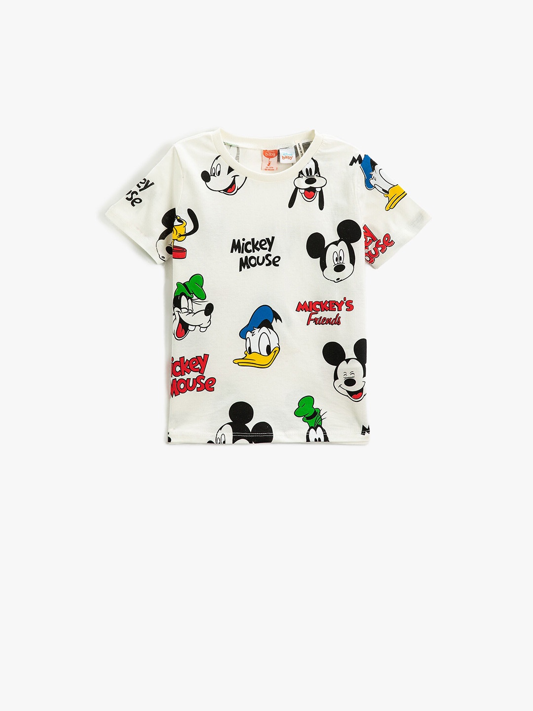 

Koton Boys Mickey & Friends Printed Pure Cotton T-shirt, Beige