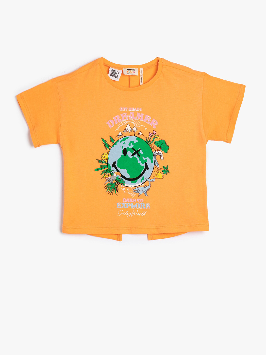 

Koton Girls Graphic Printed Pure Cotton T-shirt, Yellow