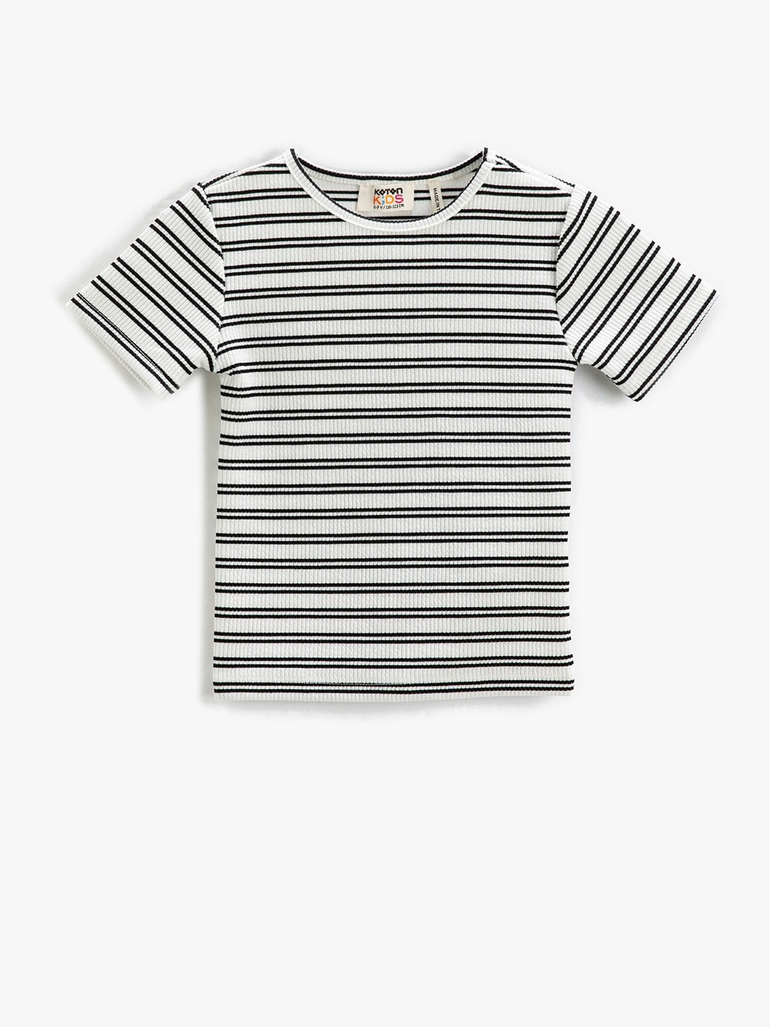 

Koton Girls Striped Round Neck T-shirt, White