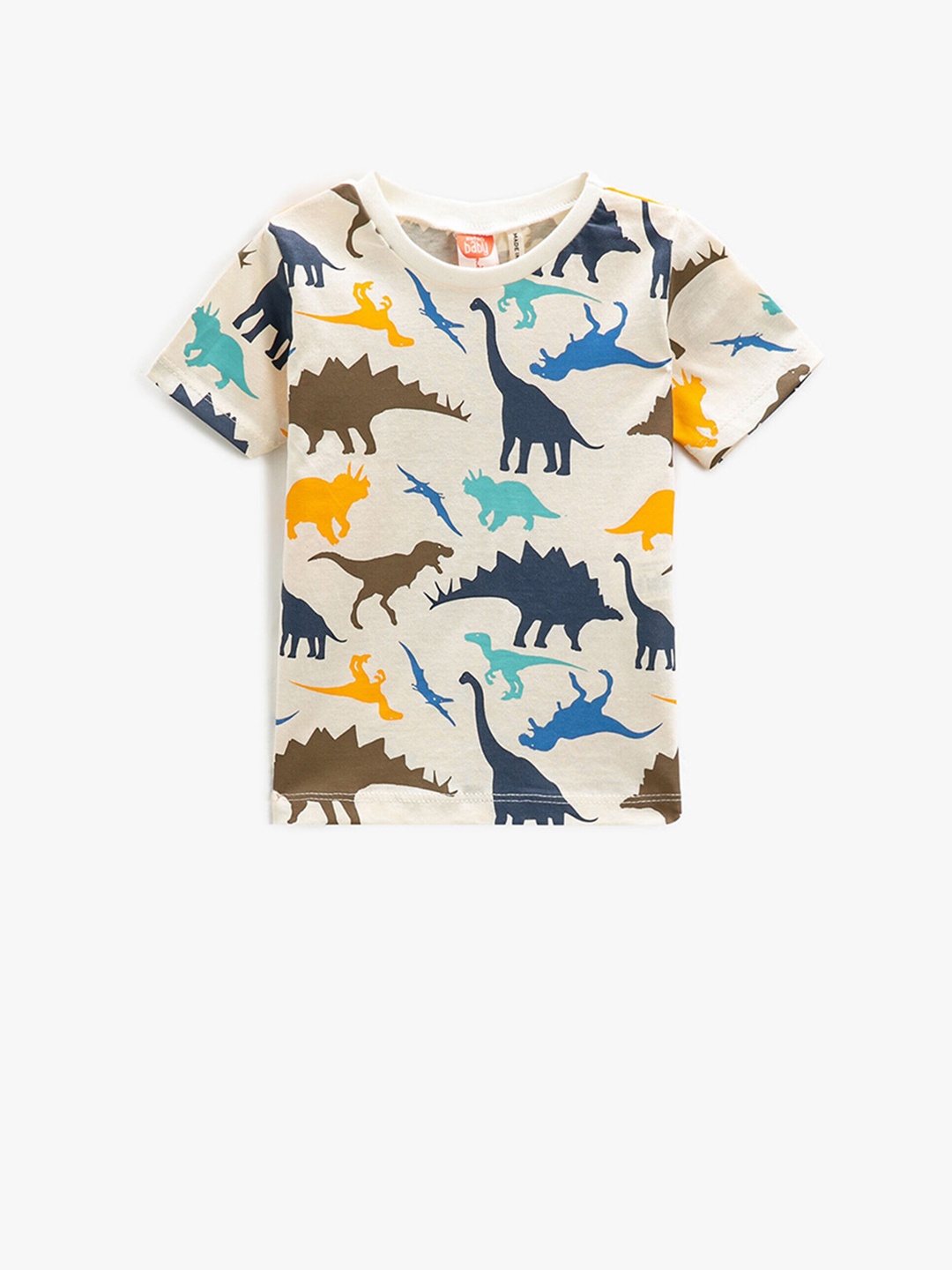 

Koton Boys Conversational Printed Round Neck Cotton Regular T-shirt, Beige