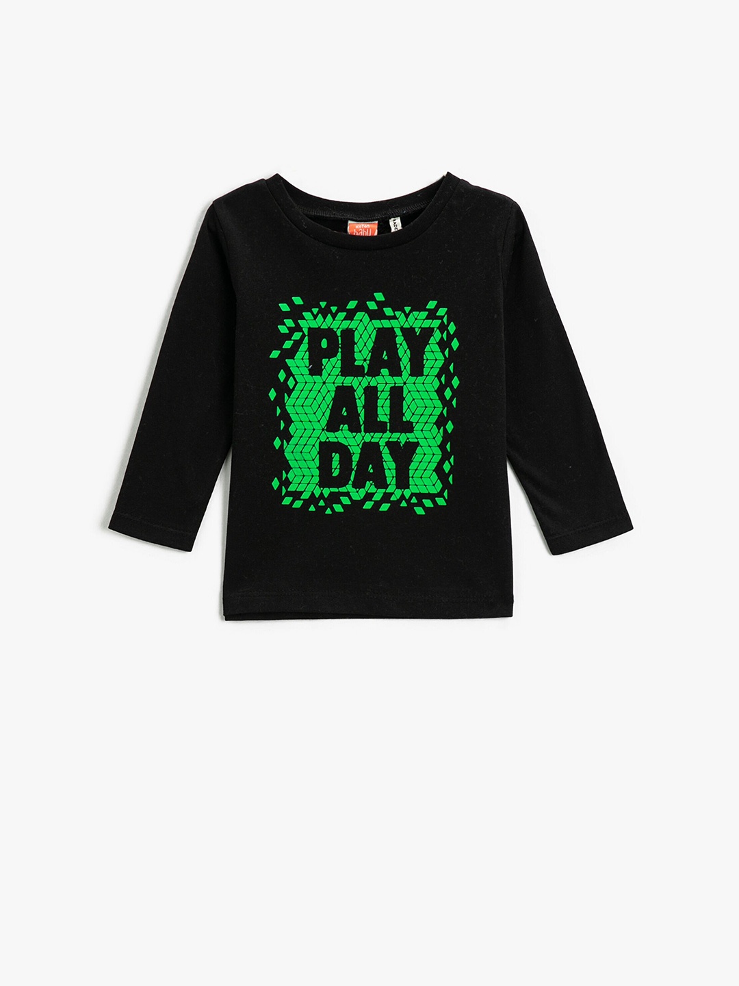 

Koton Infant Boys Typography Printed Pure Cotton T-shirt, Black