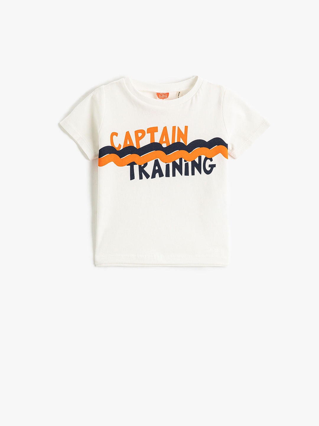 

Koton Boys Typography Printed Pure Cotton T-shirt, Off white