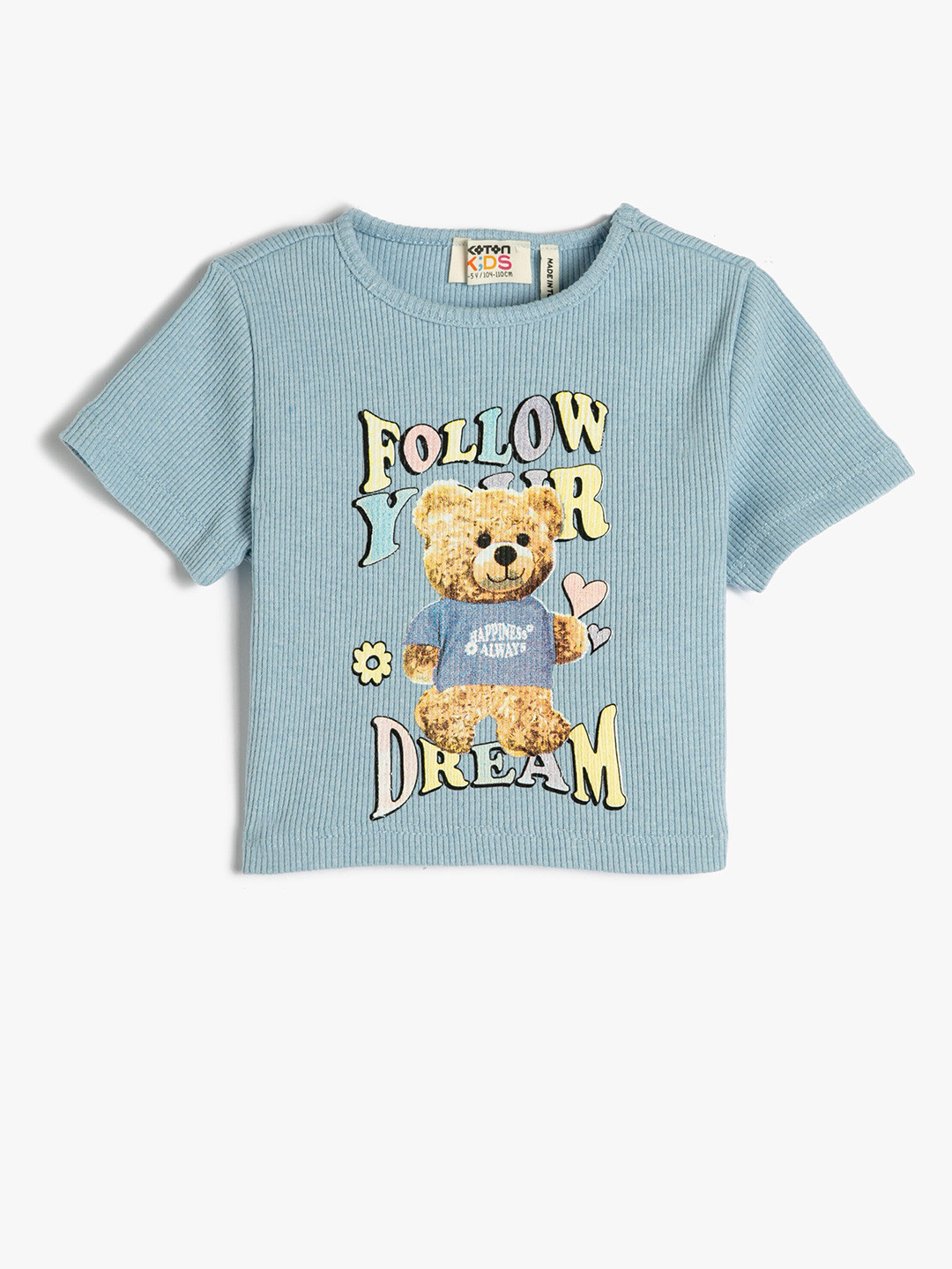 

Koton Girls Graphic Printed Round Neck T-shirt, Blue