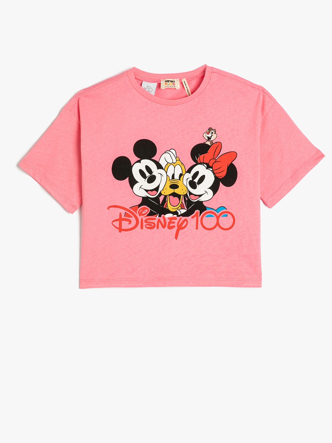 

Koton Girls Humour & Comic Mickey & Friends Printed Pure Cotton T-shirt, Pink