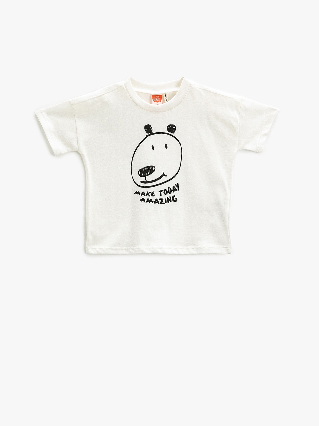 

Koton Graphic Printed Round Neck Cotton Regular T-shirt, Beige