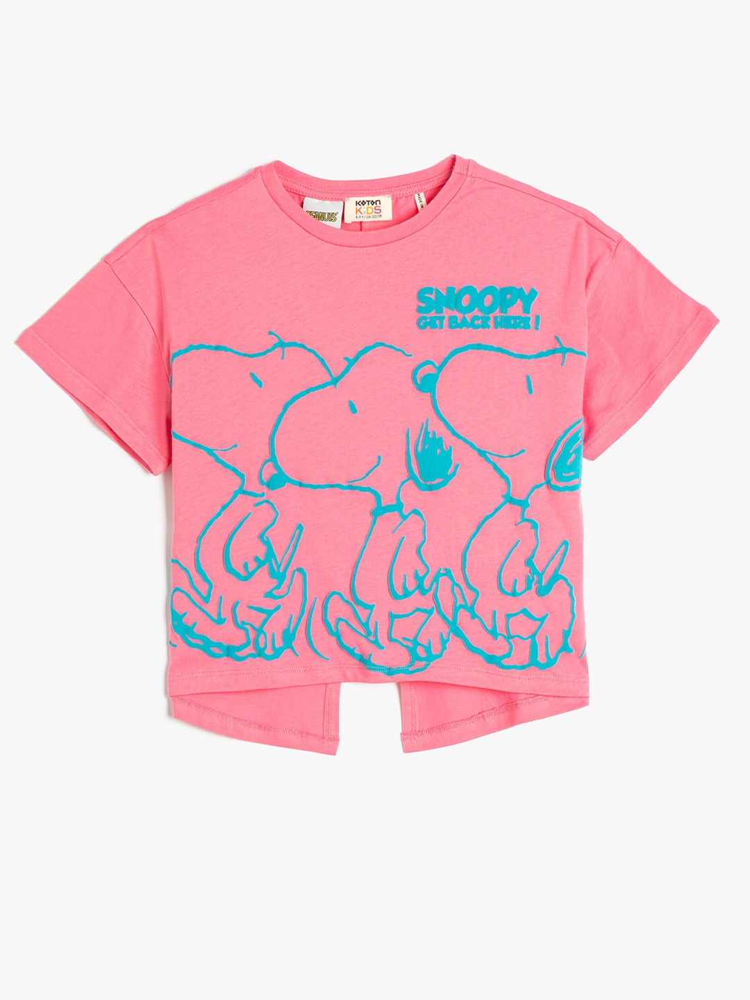 Koton Girls Conversational Printed Round Neck Cotton Regular T-shirt, Pink