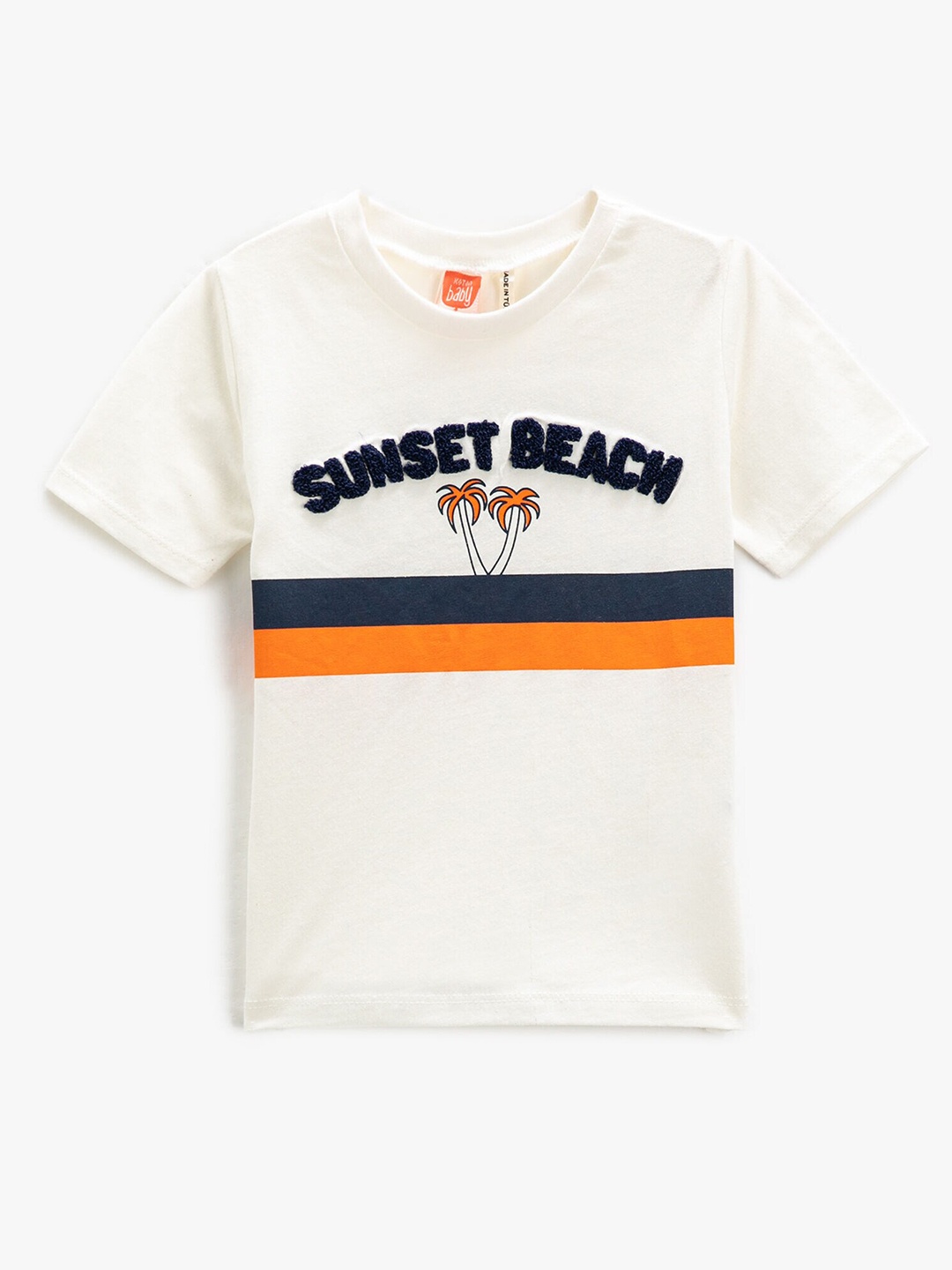 

Koton Boys Striped Pure Cotton T-shirt, White