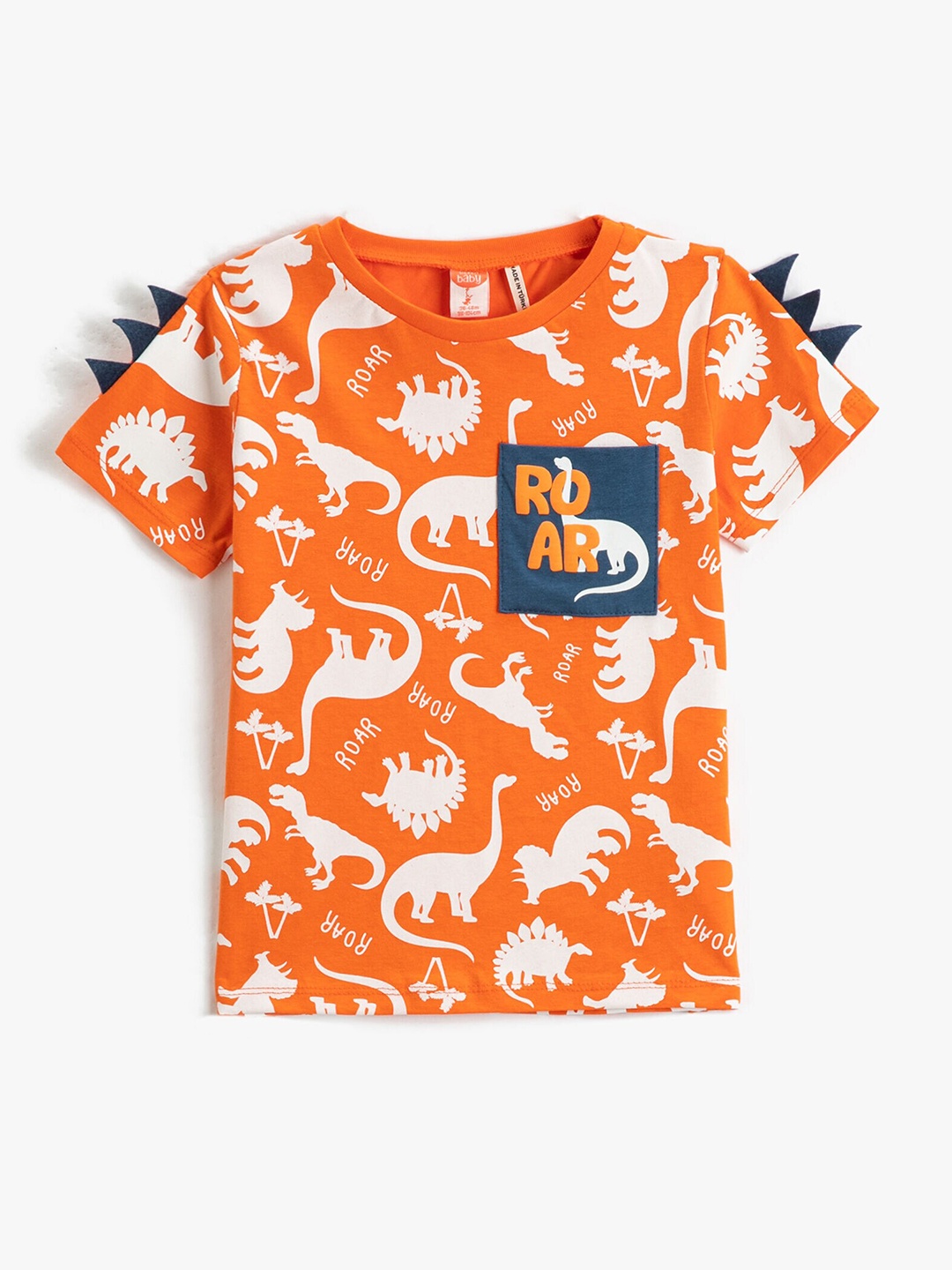 

Koton Boys Conversational Printed Round Neck Cotton Regular T-shirt, Orange
