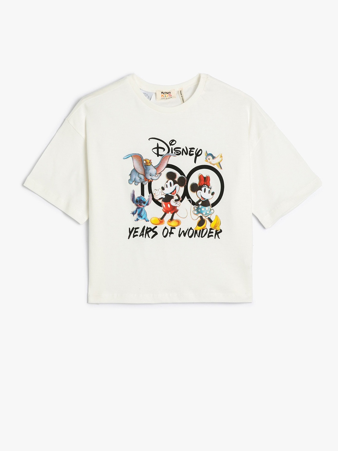 

Koton Girls Disney Printed Pure Cotton T-shirt, Off white