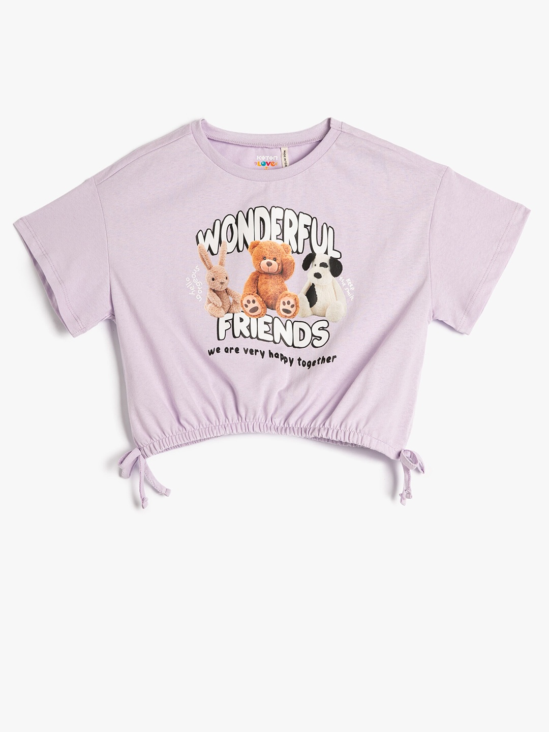 

Koton Girls Typography Printed Pure Cotton T-shirt, Purple