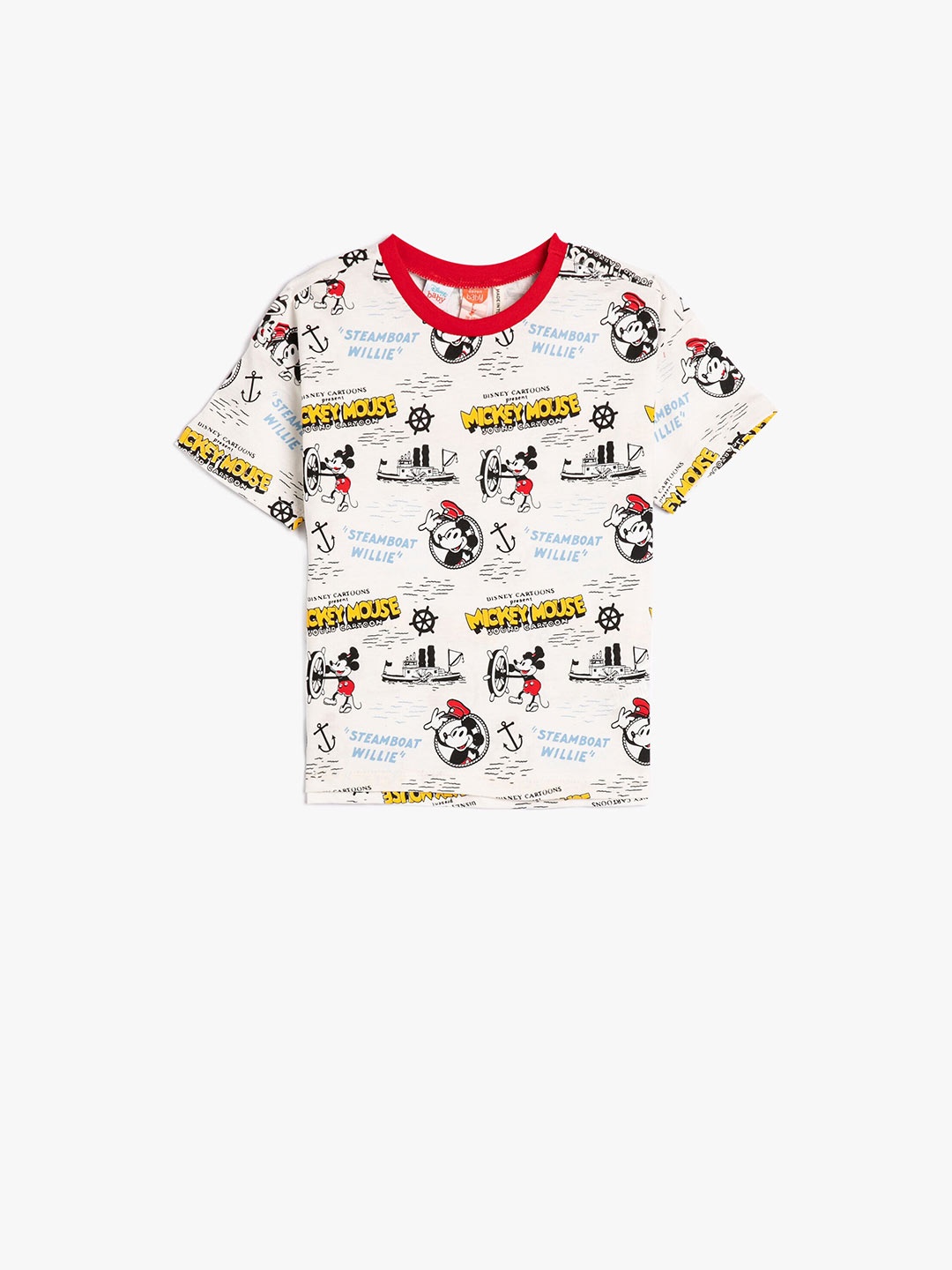 

Koton Boys Typography Printed Round Neck Pure Cotton T-shirt, Beige