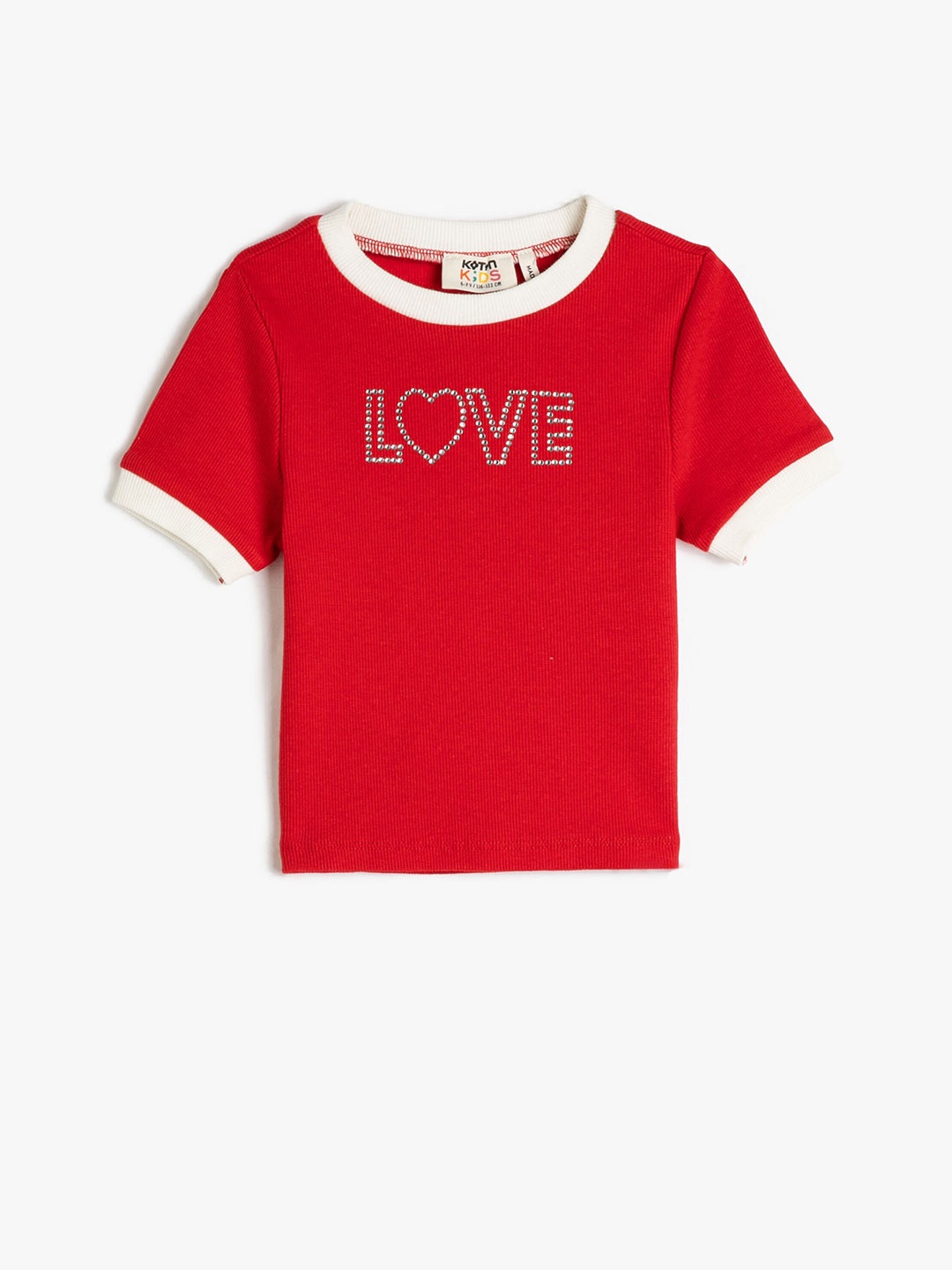 

Koton Boys Typography Printed Round Neck Pure Cotton T-shirt, Red