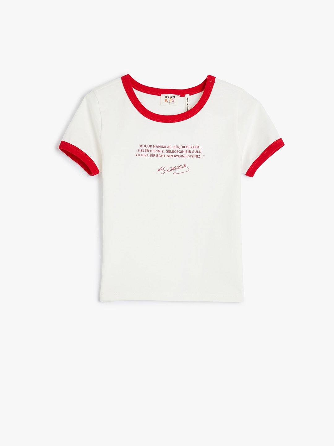

Koton Girls Typography Printed Round Neck Cotton Regular T-shirt, Beige