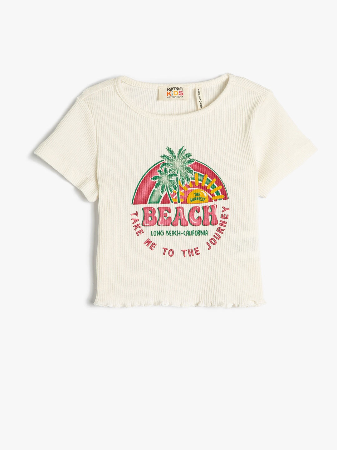

Koton Girls Graphic Printed Round Neck Cotton Regular T-shirt, Beige