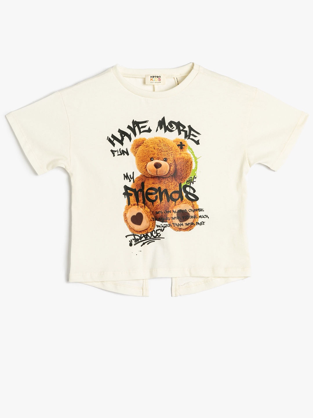

Koton Girls Typography Printed Pure Cotton T-shirt, Beige