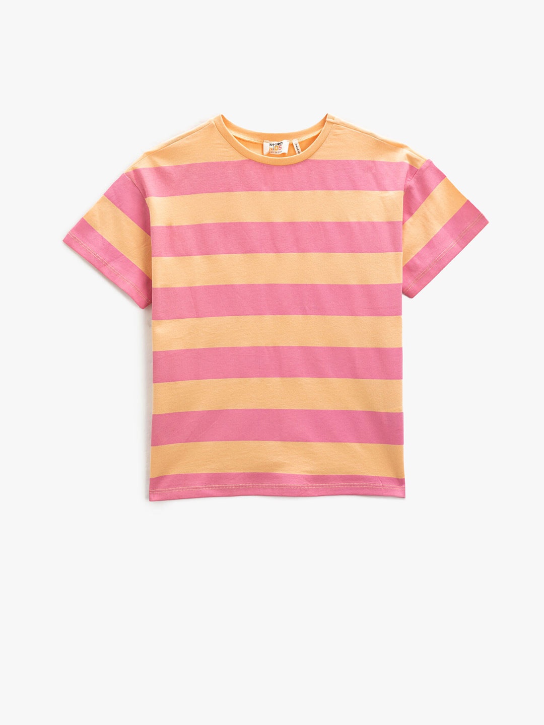 

Koton Girls Striped Pure Cotton T-shirt, Orange